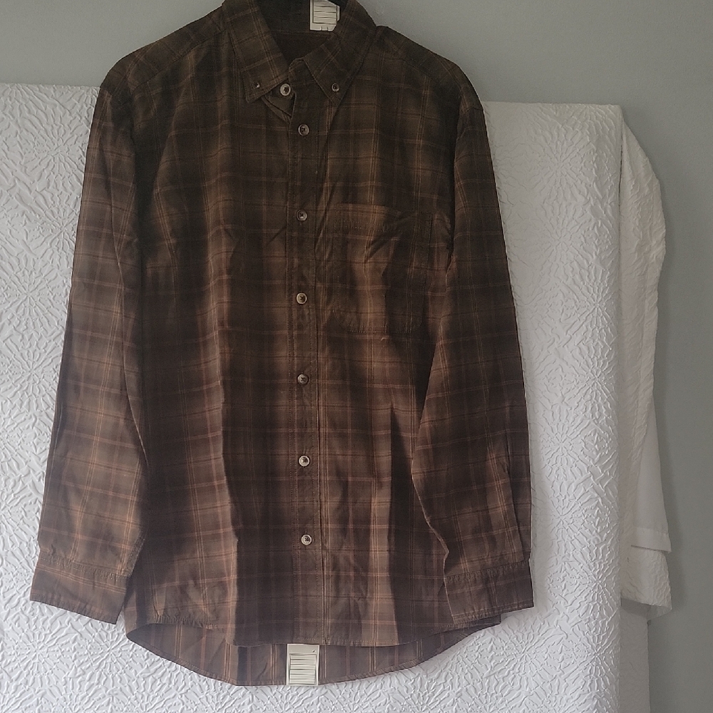 Men's Brown Plaid Button Down Shirt